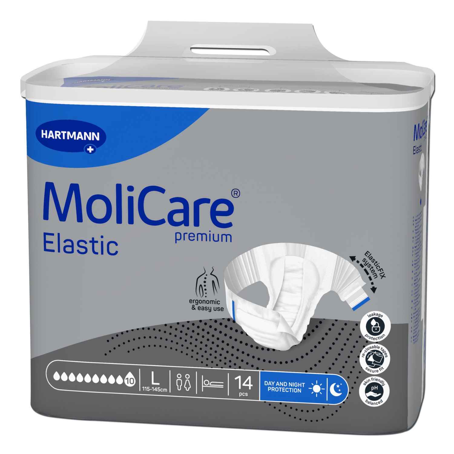 MoliCare® Premium Elastic 10 Tropfen Gr. L - bei schwerster Inkontinenz Tag & Nacht - 4279 ml (HMV: 15.25.31.8286)